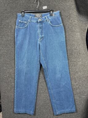 Versace Couture Straight Leg Jeans Mens 35  Made Italy Signature Medusa *READ
